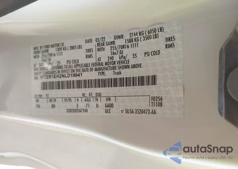 2022 Ford Ranger Xl z USA, uszkodzony, nr VIN 1FTER1EH2NLD19941